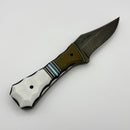 Aux Mfg Coffin Leaf Handmade OD Green & White G-10 w/ AEB-L Blade