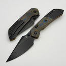 Kansept Knives Fenrir Top Liner Lock Black Stonewash w/ 80s Camo Carbon Handles & Blackwash 20CV K1034H1