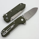 Remette RT Cosmic knife Button lock 14C28N Plain edge Green G-10 RTCO-GM