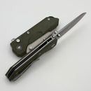 Remette RT Cosmic knife Button lock 14C28N Plain edge Green G-10 RTCO-GM