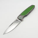 Holt Bladeworks Outlaw w/ Titanium Pinstripes Green Glass Inlaid Burnished Handles & Bohler M390, Near Mirror 192