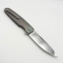 Holt Bladeworks Outlaw w/ Titanium Pinstripes Green Glass Inlaid Burnished Handles & Bohler M390, Near Mirror 192