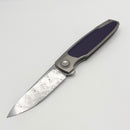 Holt Bladeworks Outlaw w/ Titanium Flux Purple Glass Inlaid Burnished Handles & Damasteel 191
