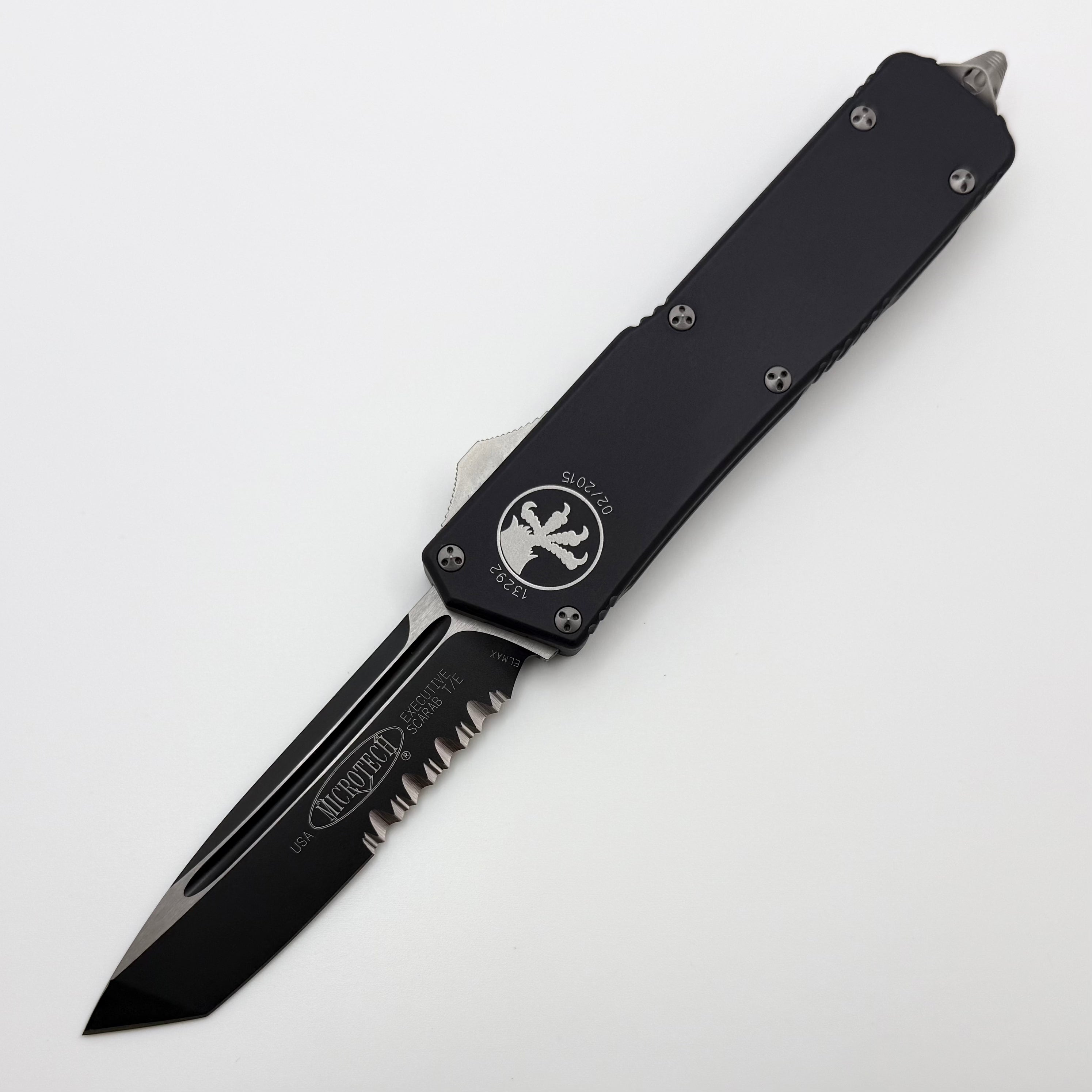 Microtech Scarab Executive w/ Black Handle & T/E Part Serrated Black E