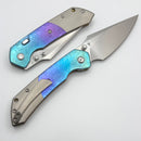 Kansept Knives Fenrir Top Liner Lock w/ Colored Crystal Titanium/Titanium Handles & 20CV K1034H2