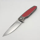 Holt Bladeworks Outlaw w/ Titanium Pinstripes Red Glass Inlaid Burnished Handles & Bohler M390, Stonewashed 1.0 182