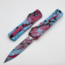 Microtech Knives Combat Troodon Gen III D/E Light Blue/Pink Splatter Signature Series 1142-1LBPKBKSPLS