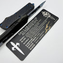 Marfione Custom Knives Combat Troodon Gen 1 Rose Whip Ground Tanto Blued Vines & Roses w/ Blue Carbon Fiber Top Handle