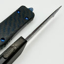 Marfione Custom Knives Combat Troodon Gen 1 Star Ground Tanto Blued Vines & Roses w/ Blue Carbon Fiber Top Handle