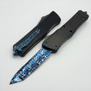 Marfione Custom Knives Combat Troodon Gen 1 Rose Whip Ground Tanto Blued Vines & Roses w/ Carbon Fiber Top Handle