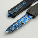 Marfione Custom Knives Combat Troodon Gen 1 Rose Whip Ground Tanto Blued Vines & Roses w/ Carbon Fiber Top Handle