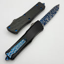 Marfione Custom Knives Combat Troodon Gen 1 Rose Whip Ground Tanto Blued Vines & Roses w/ Carbon Fiber Top Handle