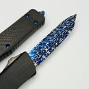 Marfione Custom Knives Combat Troodon Gen 1 Rose Whip Ground Tanto Blued Vines & Roses w/ Carbon Fiber Top Handle