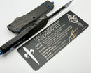 Marfione Custom Knives Combat Troodon Gen 1 Rose Whip Ground Tanto Blued Vines & Roses w/ Carbon Fiber Top Handle