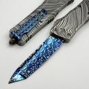 Marfione Custom Knives Combat Troodon Gen 1 Rose Whip Ground Tanto Blued Vines & Roses w/ Beskar Aluminum Handle