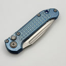 Pre-Owned Microtech Marfione Select LUDT Gen III Ice Blue Frag Titanium Handles w/ Blue Accents & Stonewash S/E 1135-10FRMS6
