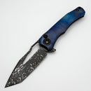 Heretic Knives Custom Wraith John Gray Collab V4 Manual Barked Anodized Titanium Handles & Dark Rain Hand Ground Tanto