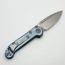 Pre-Owned Microtech Marfione Select LUDT Gen III Ice Blue Slab Side Titanium Handles w/ Blue Accents & Stonewash S/E 1135-10MS11
