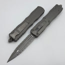 Microtech Dirac Delta D/E Double Full Serrated Apocalyptic Natural Clear 227-D12APNC
