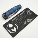 Heretic Knives Custom Wraith John Gray Collab V4 Manual Barked Anodized Titanium Handles & Dark Rain Hand Ground Tanto