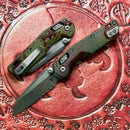 Microtech MSI RAM LOK Mini Outbreak Fluted Aluminum Handles w/ Part Serrated M390MK Signature Series 210M-2FLOBS
