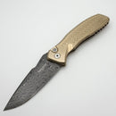 Pro-Tech Pallas Custom Weave AlBronze Handle w/ Black Lip Pearl Button & Chad Nichols Boomerang Damascus