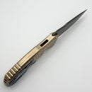 Pro-Tech Pallas Custom Weave AlBronze Handle w/ Black Lip Pearl Button & Chad Nichols Boomerang Damascus