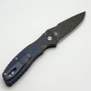 Pro-Tech Pallas Custom Distress Blue/Bronze Lattice Textured Titanium Handle w/ Black Lip Pearl Button & Chad Nichols Boomerang Damascus