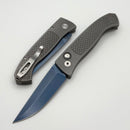 Pro-Tech Brend Auto Custom Blasted/Tumbled 17-4 Steel Handle w/ Abalone Button & Sapphire Blue MagnaCut