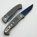 Pro-Tech Brend Auto Custom Blasted/Tumbled 17-4 Steel Handle w/ Abalone Button & Sapphire Blue MagnaCut