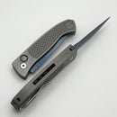 Pro-Tech Brend Auto Custom Blasted/Tumbled 17-4 Steel Handle w/ Abalone Button & Sapphire Blue MagnaCut