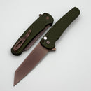 Pro-Tech Malibu Green Tread Aluminum Handle w/ Black Lip Pearl Button & Copper Rose Hardware w/ Copper Rose PVD MagnaCut