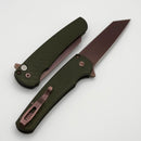 Pro-Tech Malibu Green Tread Aluminum Handle w/ Black Lip Pearl Button & Copper Rose Hardware w/ Copper Rose PVD MagnaCut