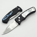 Pro-Tech Duke 2 Custom Black Aluminum White Pearl Inlaid Handle w/ White Pearl Button & Polished Mike Irie Compound Ground 154CM Blade
