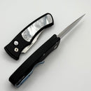 Pro-Tech Duke 2 Custom Black Aluminum White Pearl Inlaid Handle w/ White Pearl Button & Polished Mike Irie Compound Ground 154CM Blade
