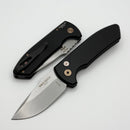 Pro-Tech SBR Short Bladed Rockeye Aluminum Black Handle w/ Mosaic Pin Button & Rose Gold Hardware w/ Stonewash/Satin S35VN