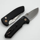 Pro-Tech SBR Short Bladed Rockeye Aluminum Black Handle w/ Mosaic Pin Button & Rose Gold Hardware w/ Stonewash/Satin S35VN