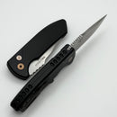 Pro-Tech SBR Short Bladed Rockeye Aluminum Black Handle w/ Mosaic Pin Button & Rose Gold Hardware w/ Stonewash/Satin S35VN