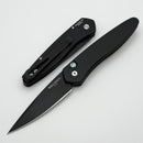 Pro-Tech Newport Black Aluminum Handle w/ Abalone Button & DLC S35VN BSW26.Newport.1