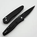 Pro-Tech Newport Black Aluminum Handle w/ Abalone Button & DLC S35VN BSW26.Newport.1