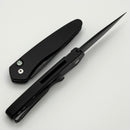 Pro-Tech Newport Black Aluminum Handle w/ Abalone Button & DLC S35VN BSW26.Newport.1