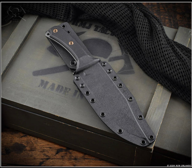 RMJ Tactical Jungle Combat Tungsten Black w/ Black G-10 Fixed Blade