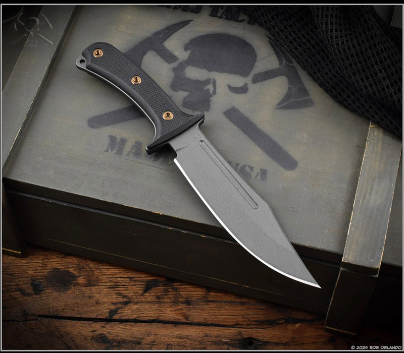 RMJ Tactical Jungle Combat Tungsten Black w/ Black G-10 Fixed Blade