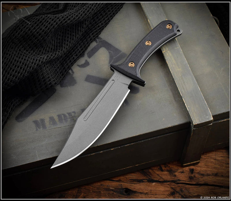 RMJ Tactical Jungle Combat Tungsten Black w/ Black G-10 Fixed Blade