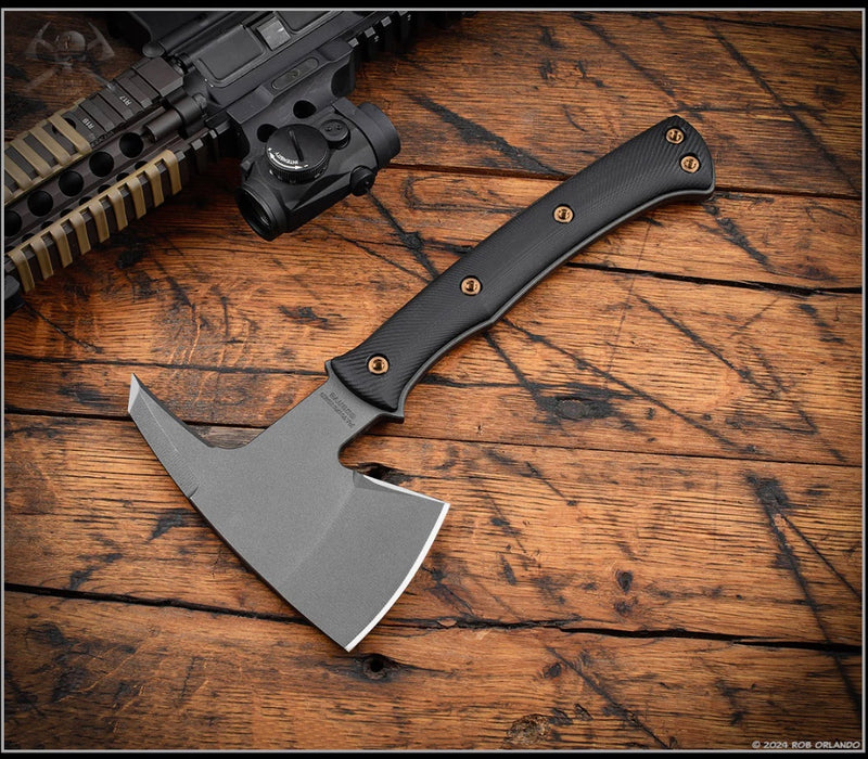 RMJ Tactical Pathfinder Tomahawk w/ Black G-10 Handles & Tungsten Gray 80CRV2