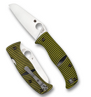 Discontinued Spyderco Caribbean Black/Yellow G-10 & Sheepfoot LC200N C217GPSF
