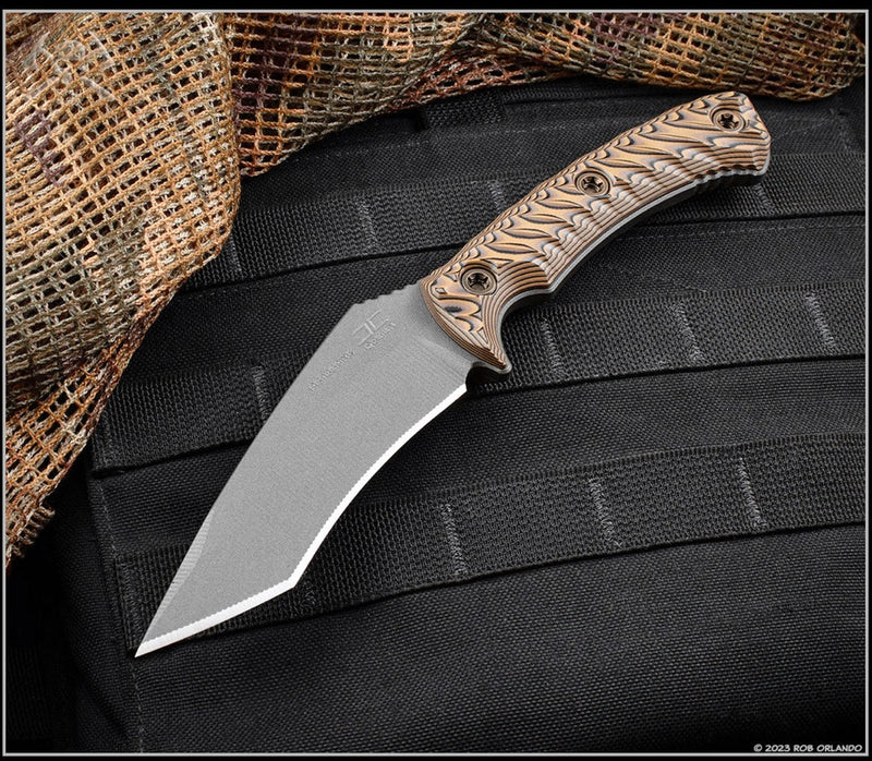 RMJ Peregrine Fixed Blade w/ Hyena Brown Handles & Nitro-V