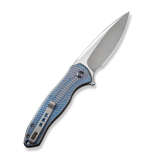 We Knife Kitefin Blue Polished Ripple Pattern Titanium Handles & Hand Polished Satin 20CV WE19002M-3