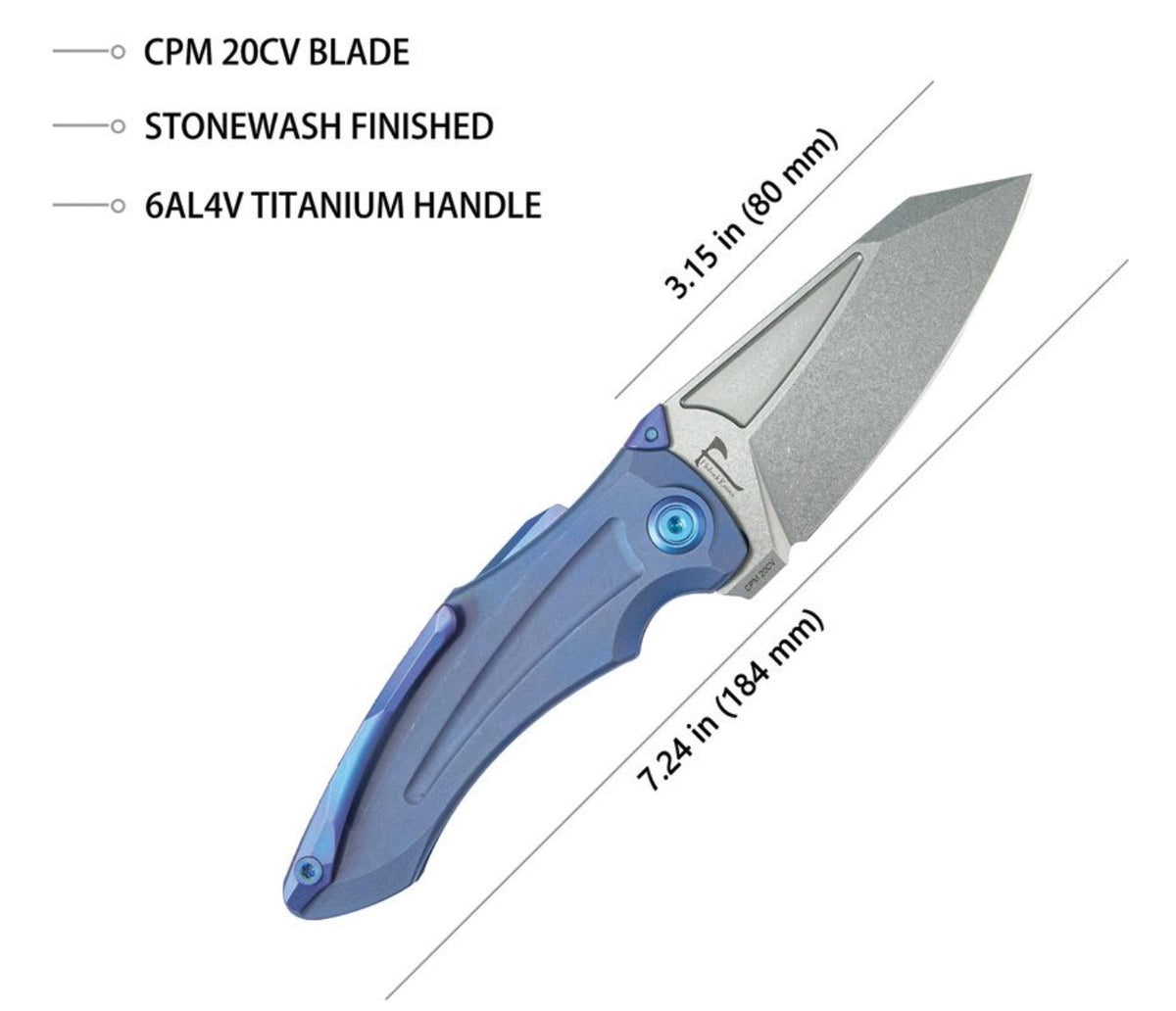 Kubey Sumo Blue Titanium Handle & CPM-20CV