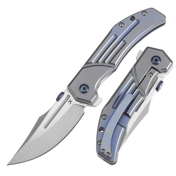 Kansept Knives JB Stout Orion Flipper Blue Titanium Handles